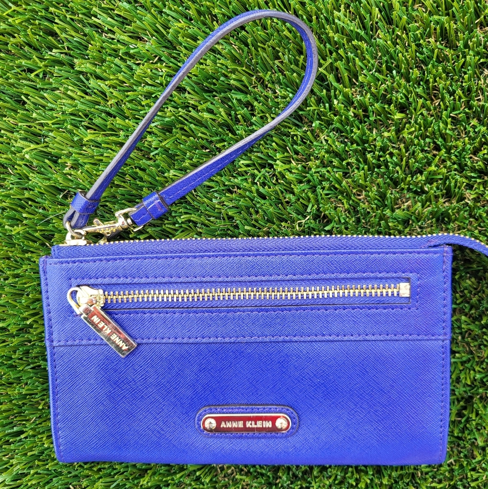 Anne Klein Indigo Jazzy Geos  Zip-Front Sling Wristlet with Gold Hardware